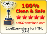 ExcelEverywhere for HTML 3.4.0 Clean & Safe award